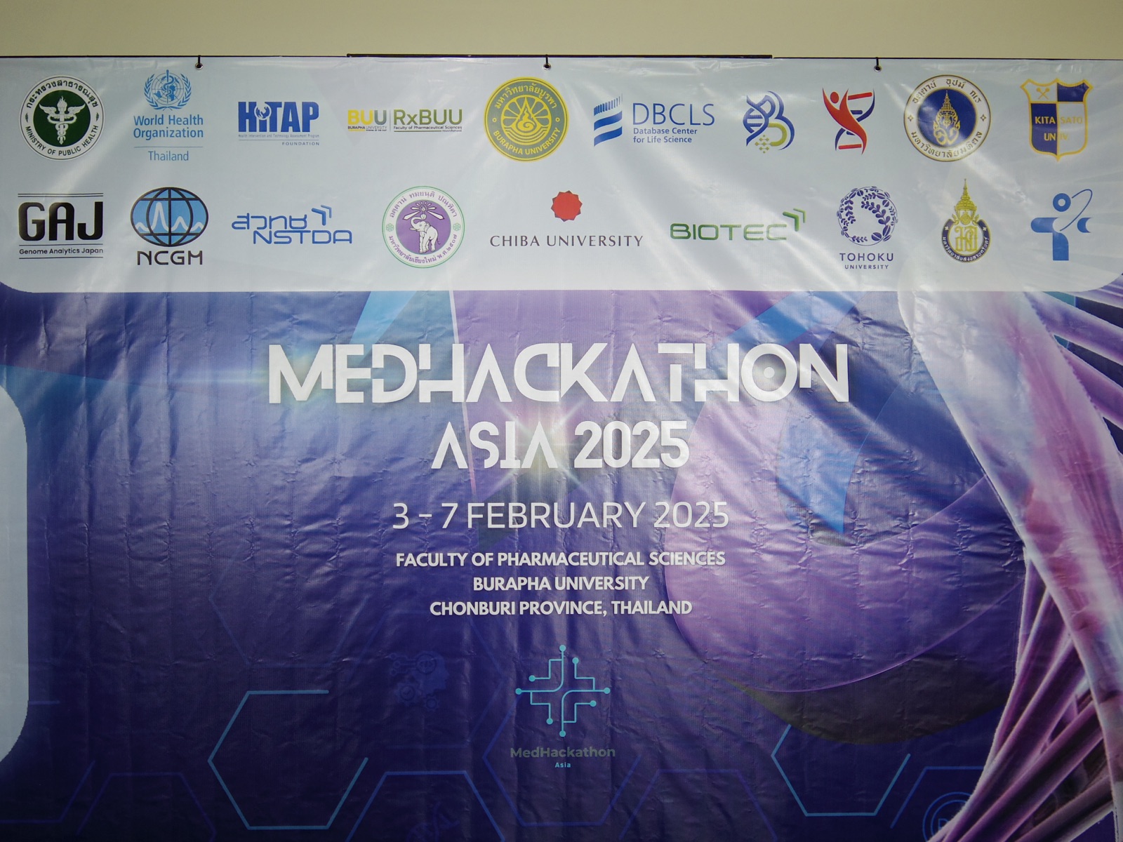 MedHackathon Asia 2025 event banner at Burapha University